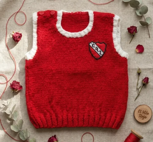 Chaleco de Bebé Tejido a Mano - Club Atlético Independiente (12 a 18 meses)