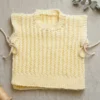 Chaleco de Bebé Tejido a Mano - Color Crema con Perlas (3 a 6 Meses)