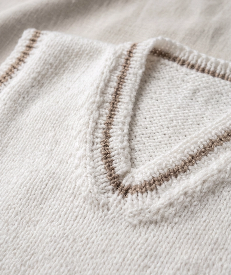 Chaleco Infantil Tejido a Mano - Diseño Blanco con Cuello en V (2 a 3 Años) - Imagen 4