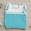 Chaleco Infantil Tejido a Mano - Diseño Turquesa y Blanco con Volados (12 a 18 Meses)